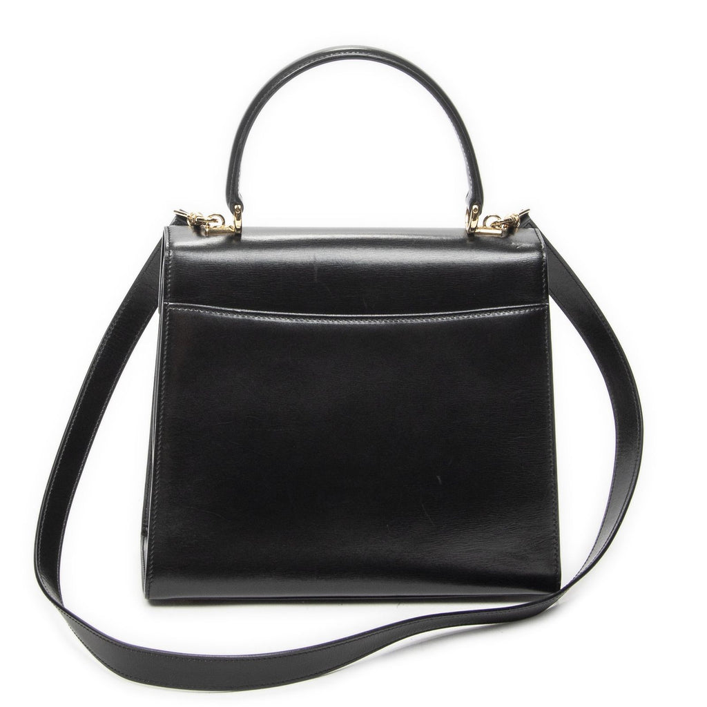 Gucci Vintage Flap Top Handle Black Smooth Calfskin — view 5