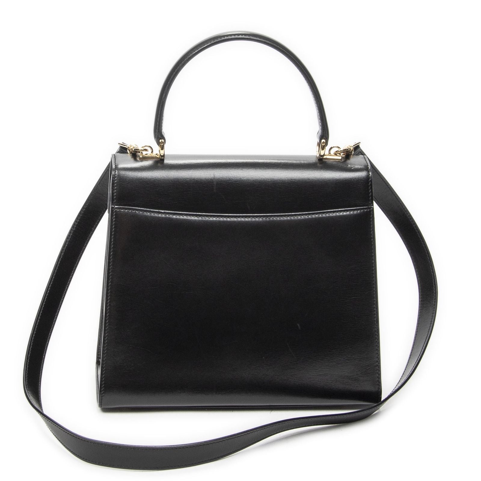 Gucci Vintage Flap Top Handle Black Smooth Calfskin — view 5