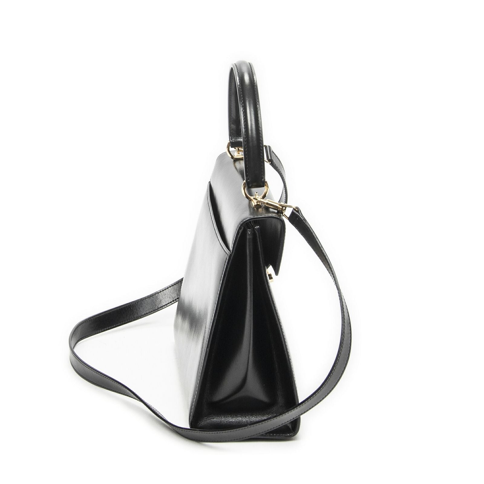 Gucci Vintage Flap Top Handle Black Smooth Calfskin — view 4