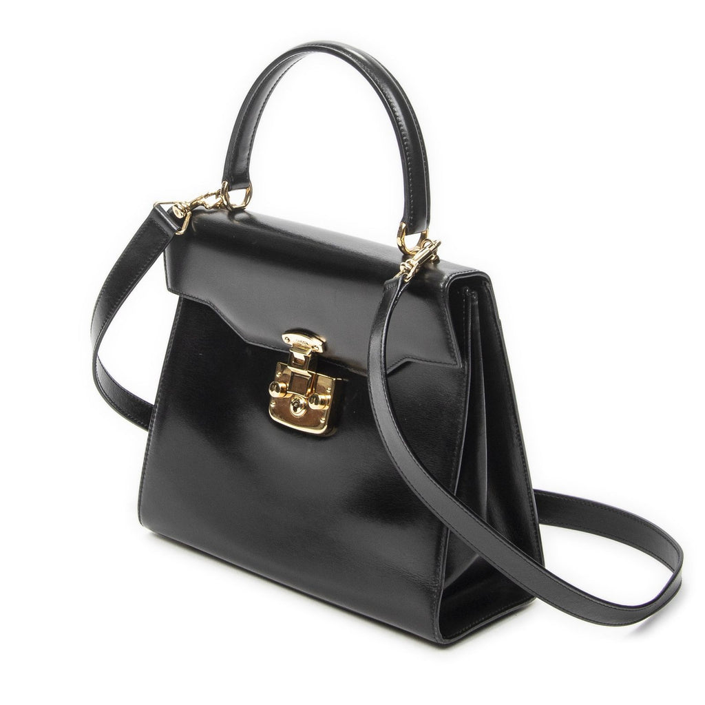 Gucci Vintage Flap Top Handle Black Smooth Calfskin — view 2