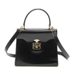 Gucci Vintage Flap Top Handle Black Smooth Calfskin