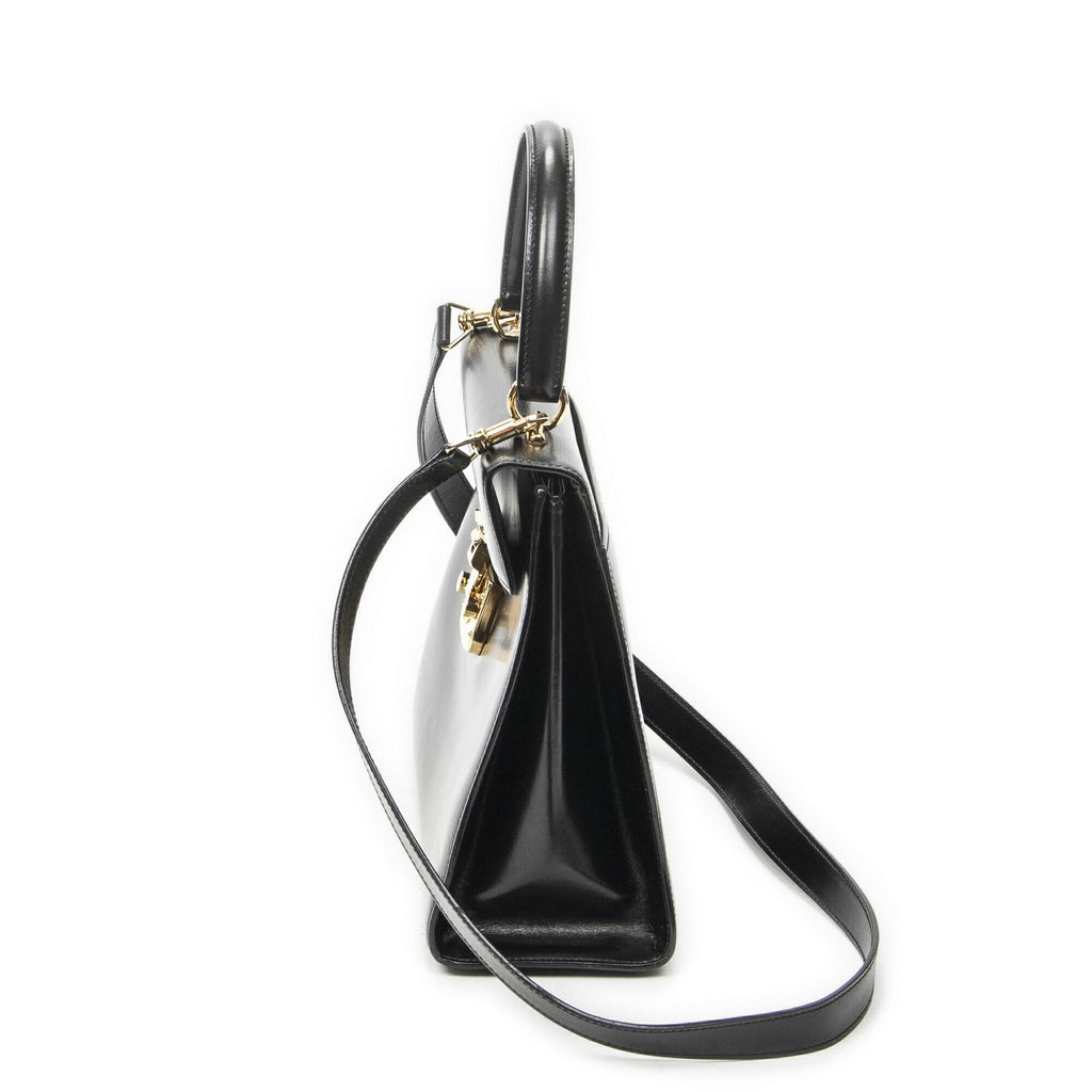 Gucci Vintage Flap Top Handle Black Smooth Calfskin — view 3