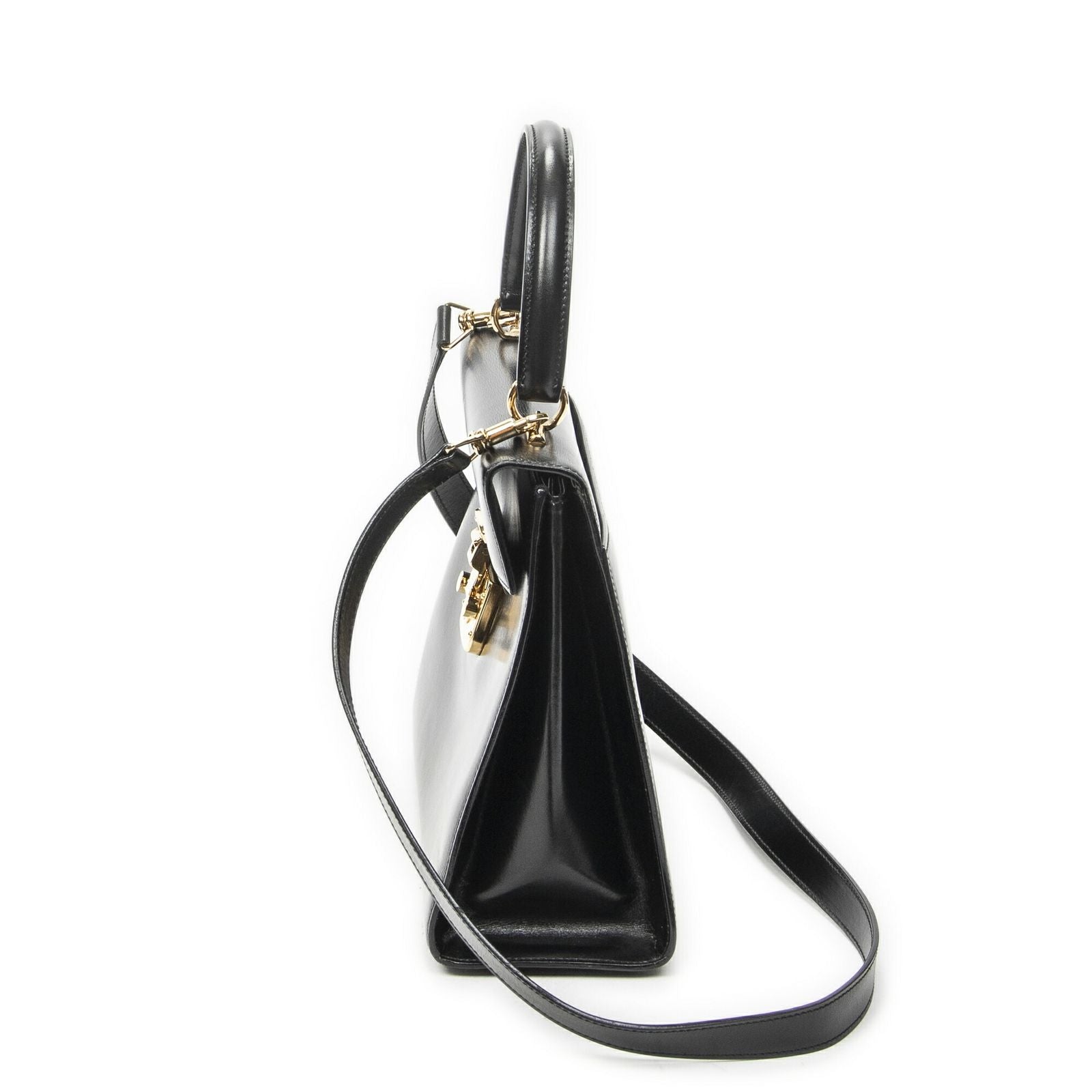 Gucci Vintage Flap Top Handle Black Smooth Calfskin — view 3