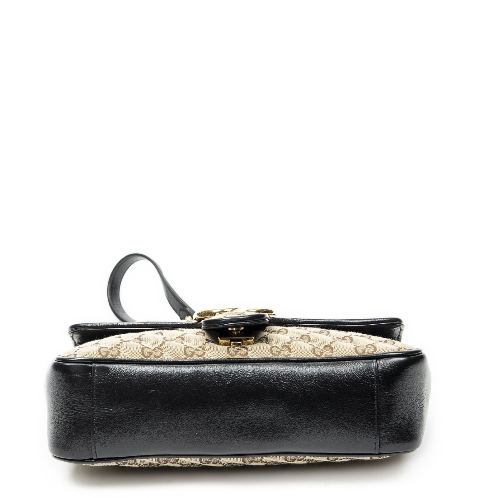 Gucci Medium GG Marmont Flap Beige Black Matelasse Canvas — view 6