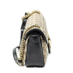 Gucci Medium GG Marmont Flap Beige Black Matelasse Canvas — view 4