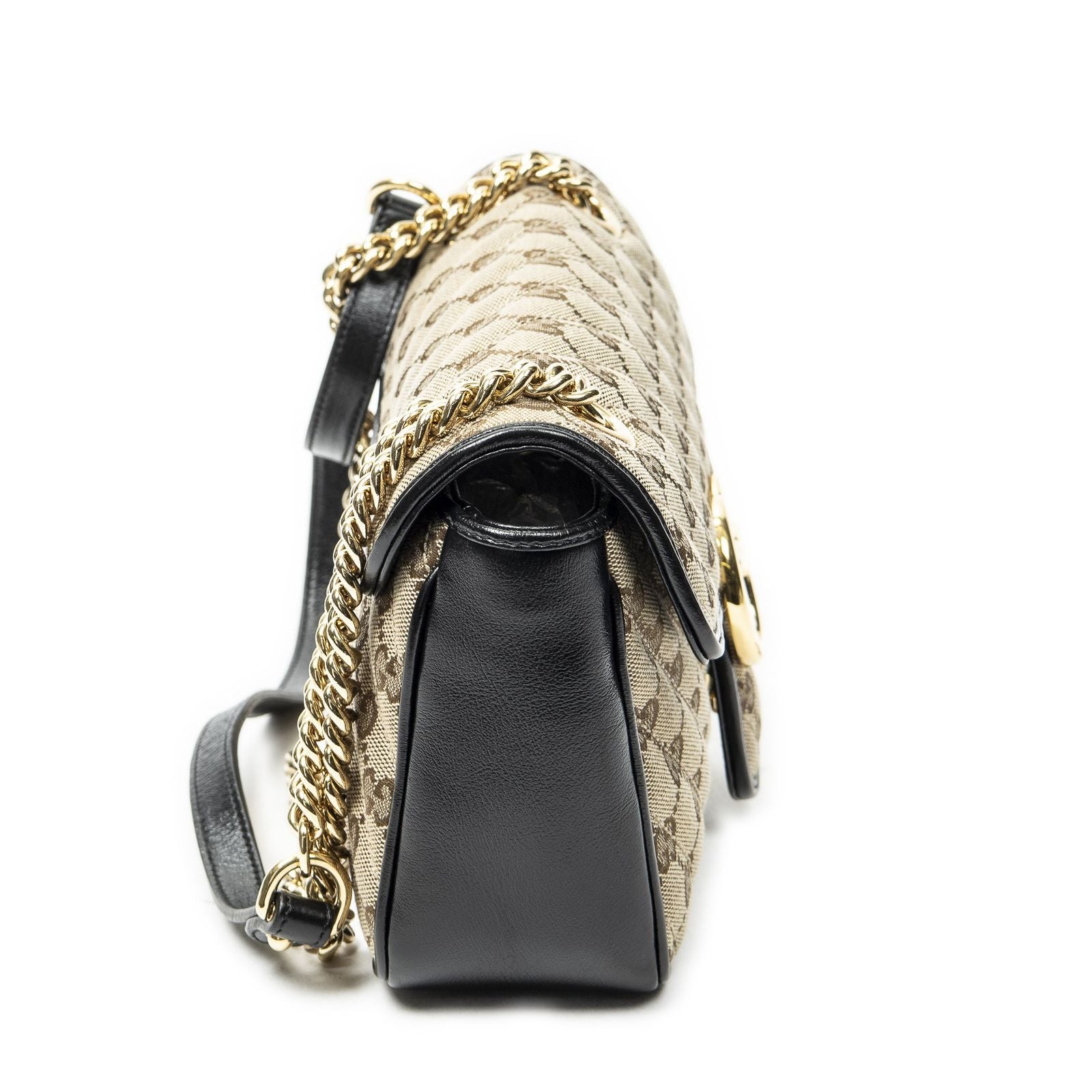 Gucci Medium GG Marmont Flap Beige Black Matelasse Canvas — view 4