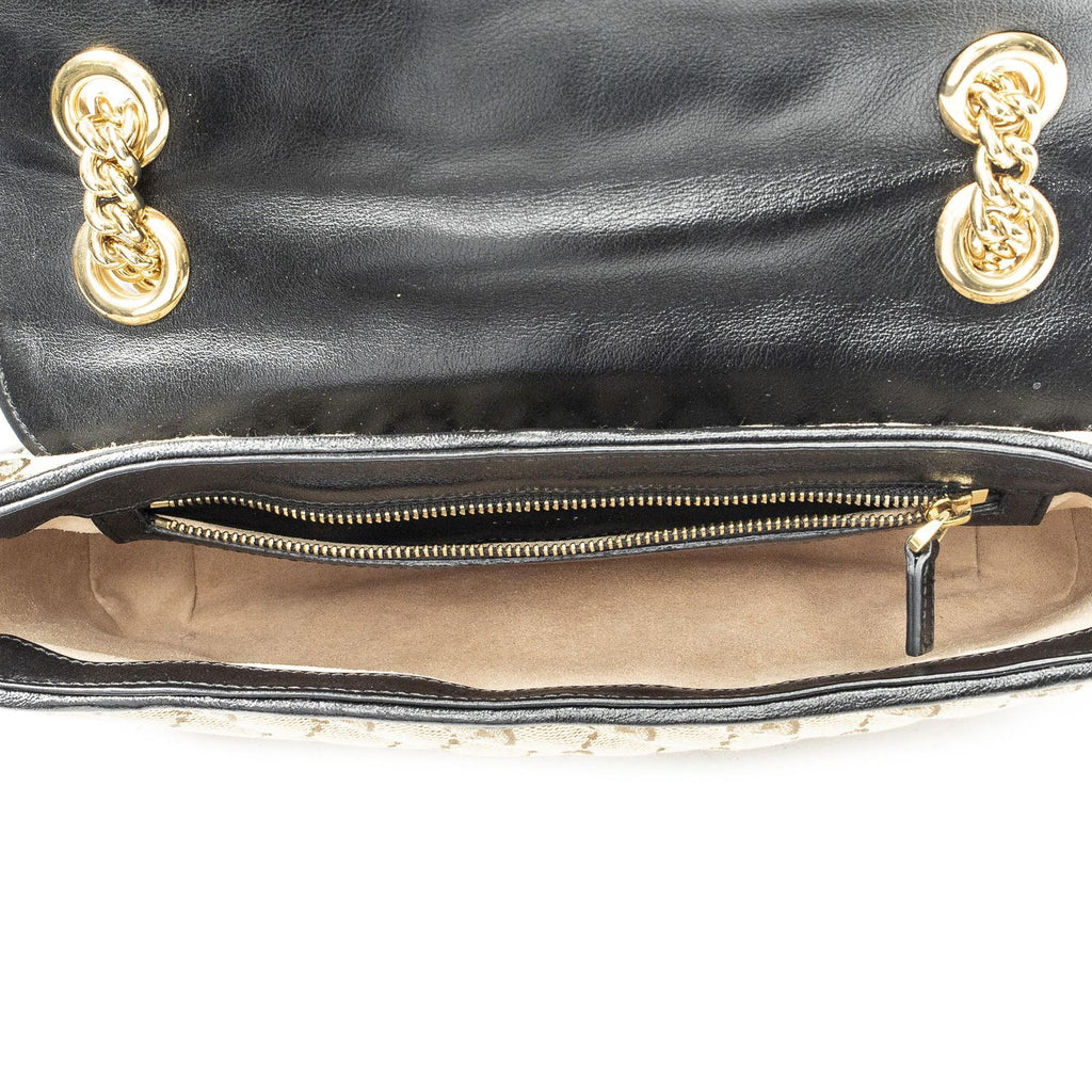 Gucci Medium GG Marmont Flap Beige Black Matelasse Canvas — view 9
