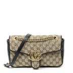 Gucci Medium GG Marmont Flap Beige Black Matelasse Canvas