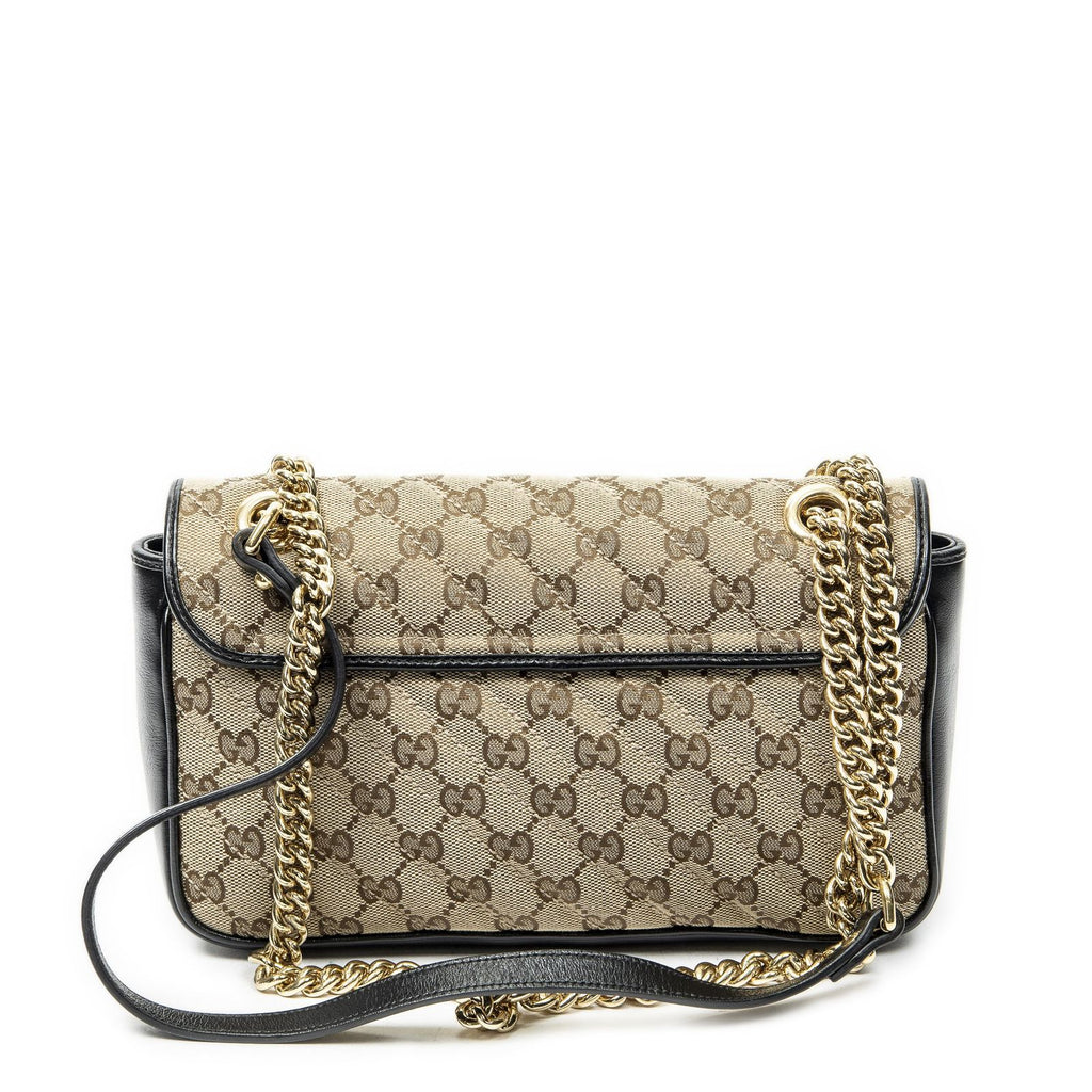 Gucci Medium GG Marmont Flap Beige Black Matelasse Canvas — view 5
