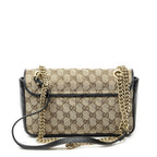 Gucci Medium GG Marmont Flap Beige Black Matelasse Canvas — view 5