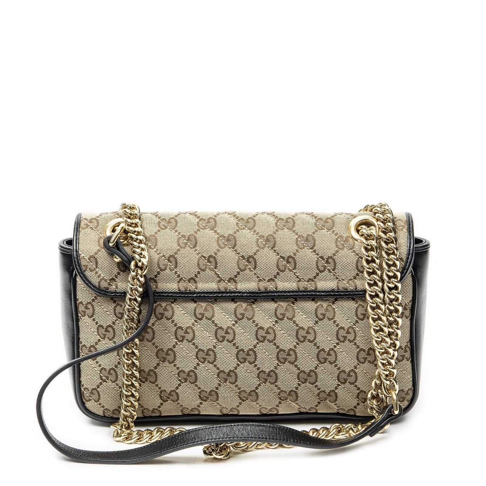 Gucci Medium GG Marmont Flap Beige Black Matelasse Canvas — view 5
