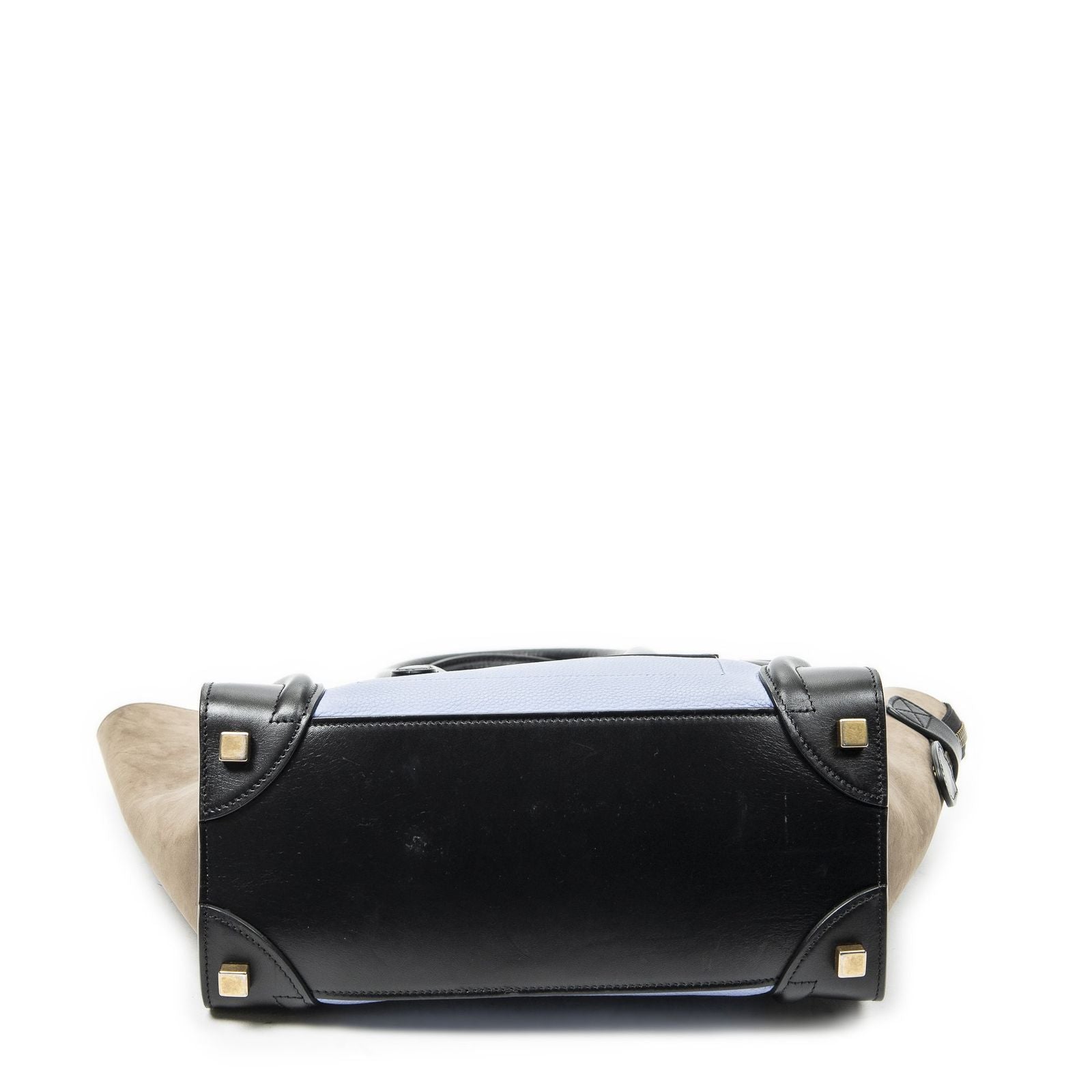 Celine Micro Luggage Blue Black Brown Gray Calfskin Leather — view 6