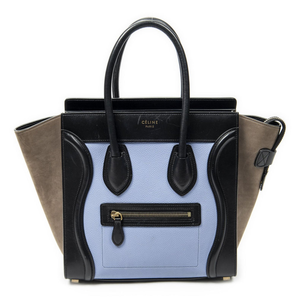 Celine Micro Luggage Blue Black Brown Gray Calfskin Leather