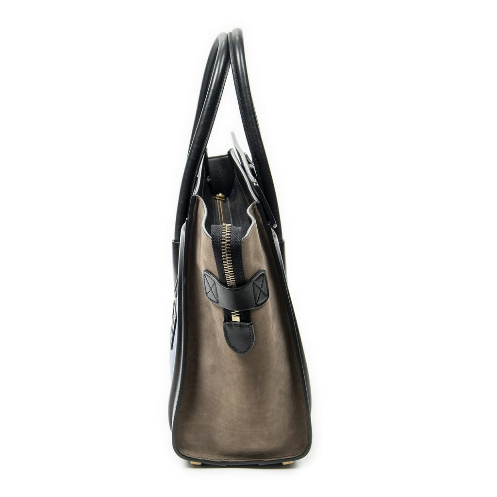 Celine Micro Luggage Blue Black Brown Gray Calfskin Leather — view 3