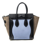 Celine Micro Luggage Blue Black Brown Gray Calfskin Leather — view 5