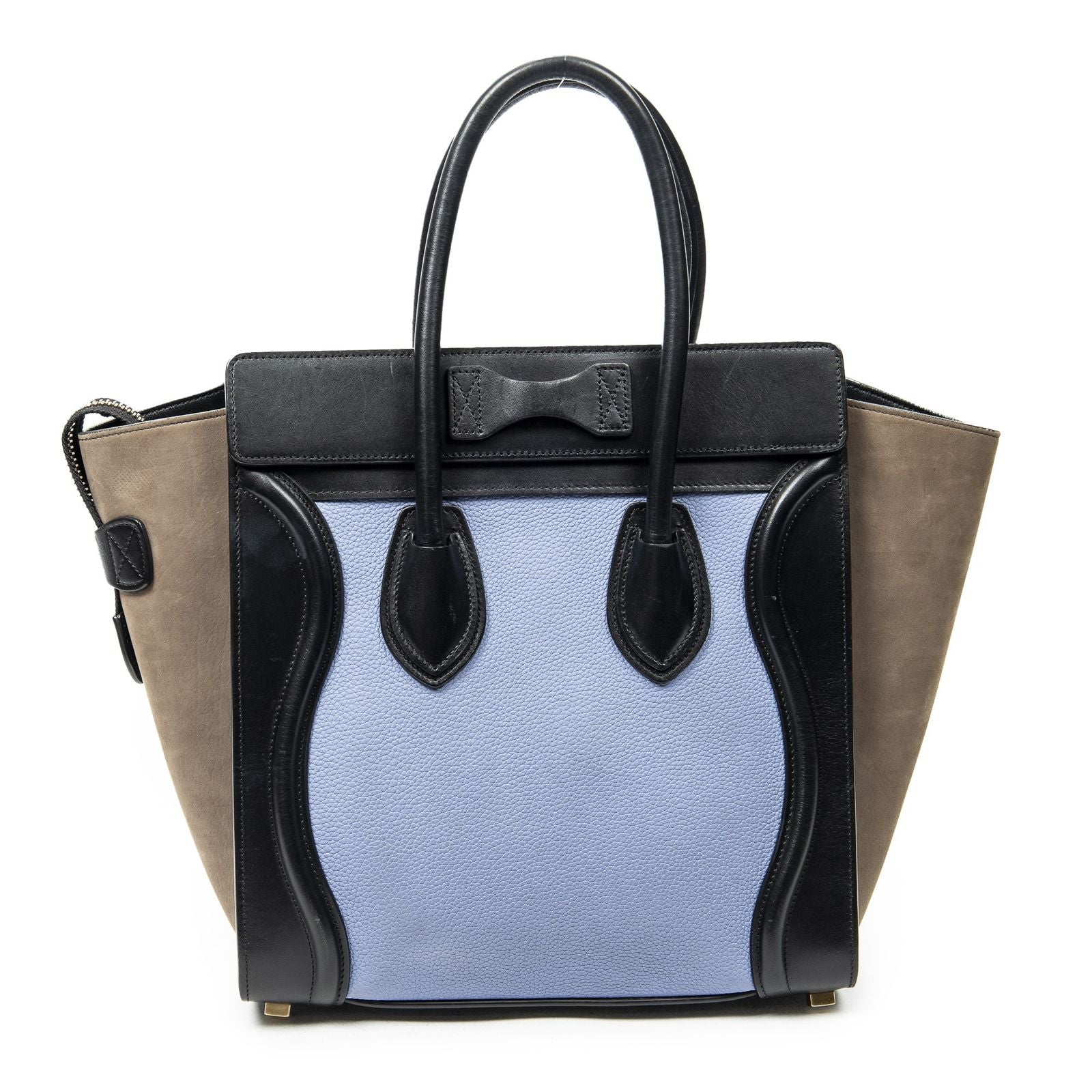 Celine Micro Luggage Blue Black Brown Gray Calfskin Leather — view 5