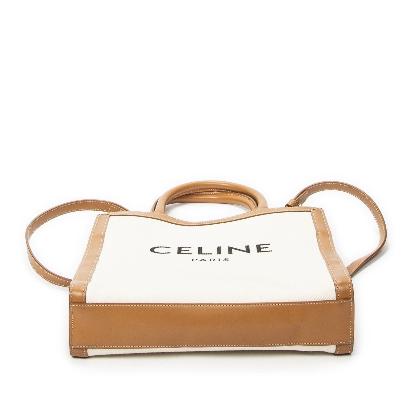 Celine Small Vertical Cabas Tote Ivory Tan Floral Canvas — view 6