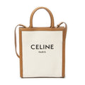 Celine Small Vertical Cabas Tote Ivory Tan Floral Canvas