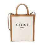 Celine Small Vertical Cabas Tote Ivory Tan Floral Canvas
