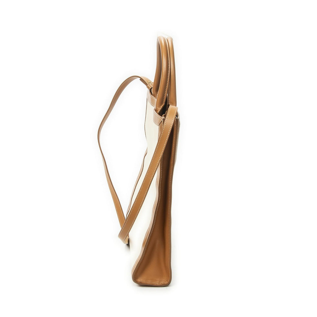 Celine Small Vertical Cabas Tote Ivory Tan Floral Canvas — view 4