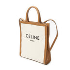 Celine Small Vertical Cabas Tote Ivory Tan Floral Canvas — view 2