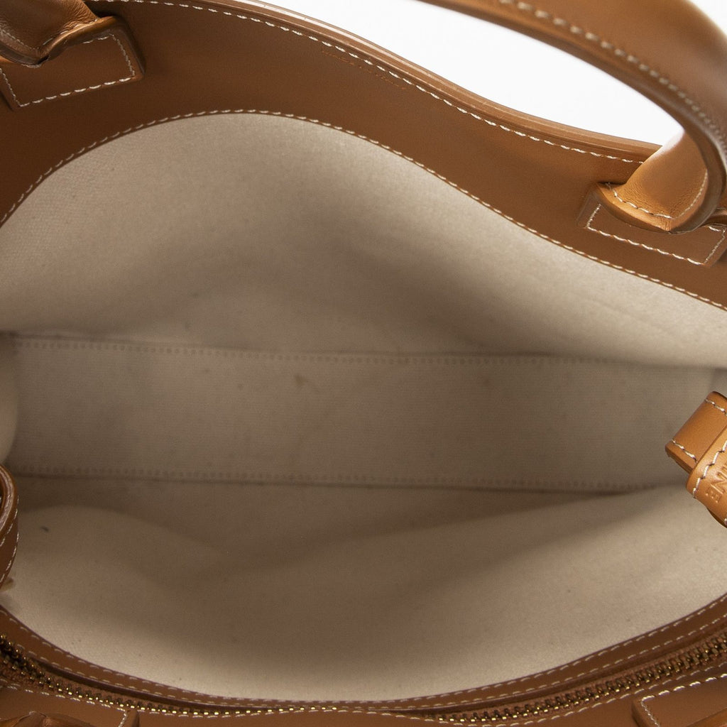 Celine Small Vertical Cabas Tote Ivory Tan Floral Canvas — view 9
