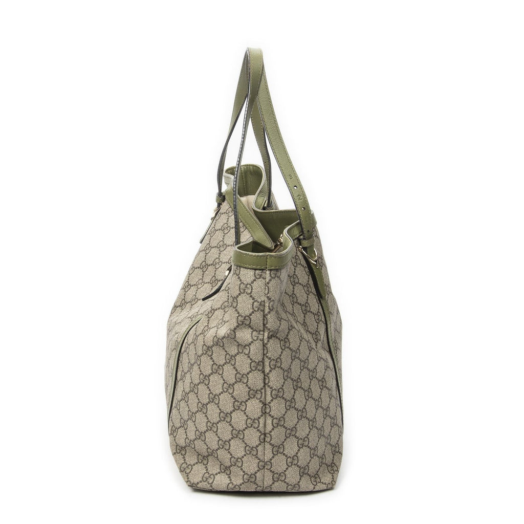 Gucci Tote Beige Green Supreme Canvas — view 3