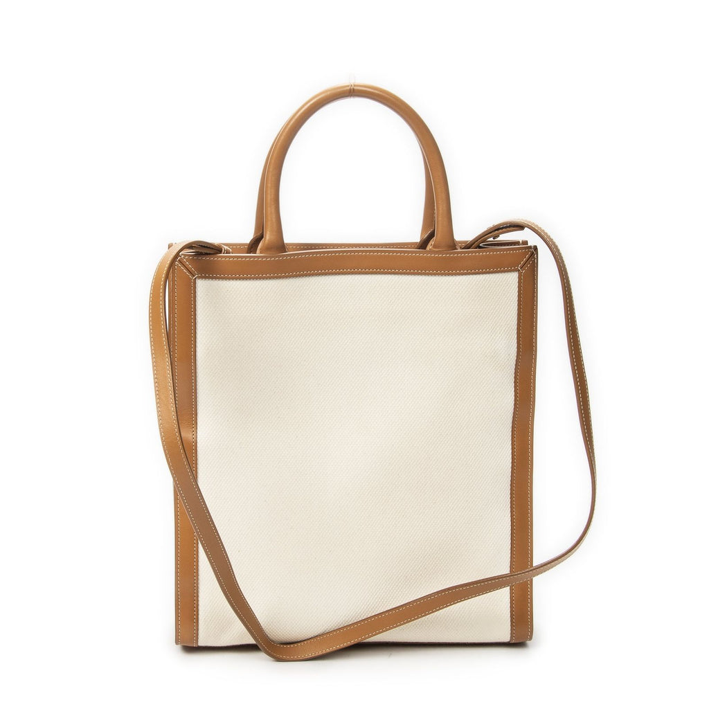 Celine Small Vertical Cabas Tote Ivory Tan Floral Canvas — view 5