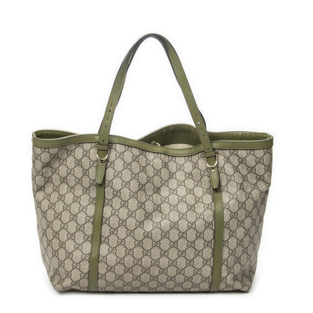 Gucci Tote Beige Green Supreme Canvas