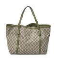 Gucci Tote Beige Green Supreme Canvas