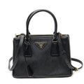 Prada Large Double Zip Galleria Tote Black Saffiano Leather