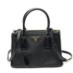 Prada Large Double Zip Galleria Tote Black Saffiano Leather