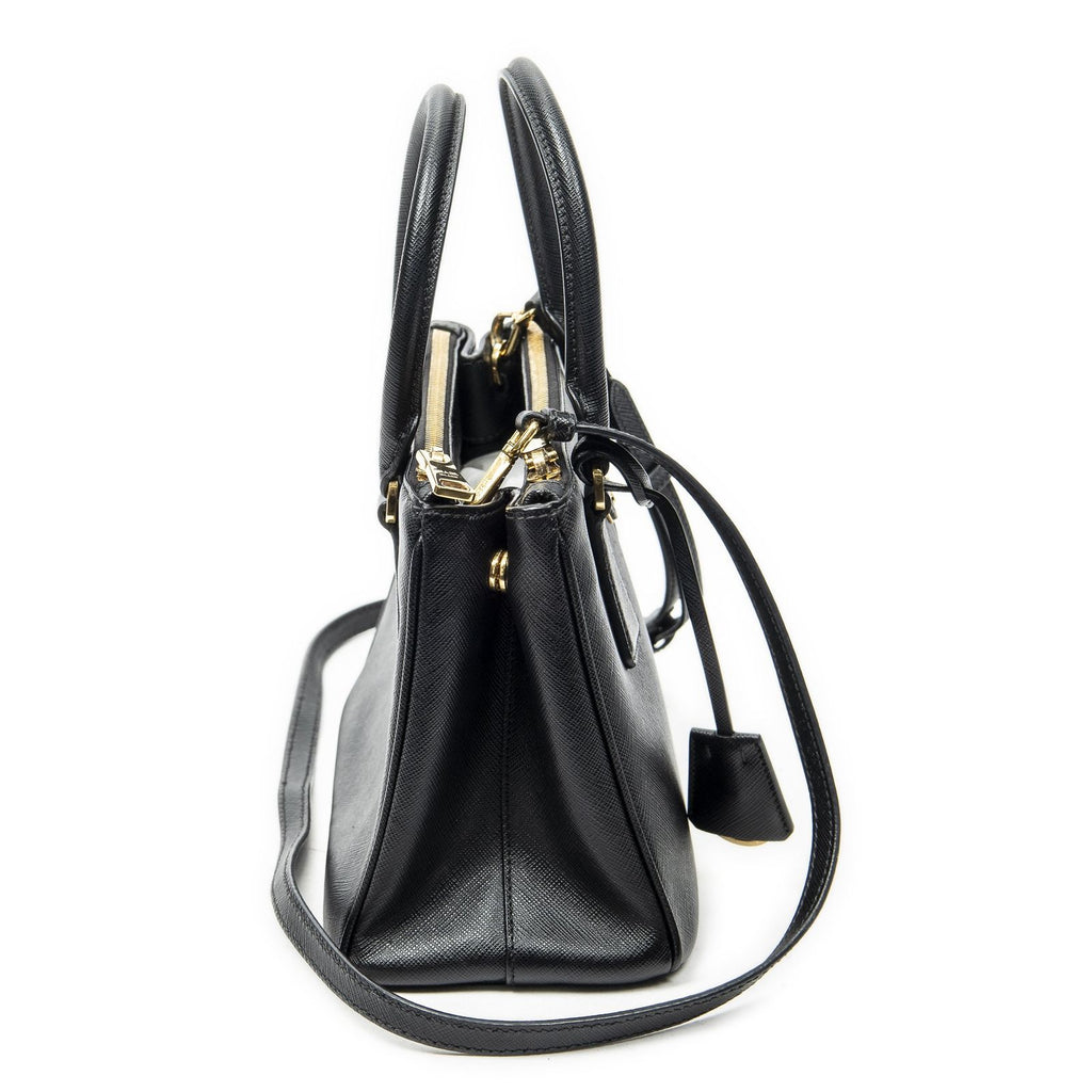 Prada Large Double Zip Galleria Tote Black Saffiano Leather — view 4