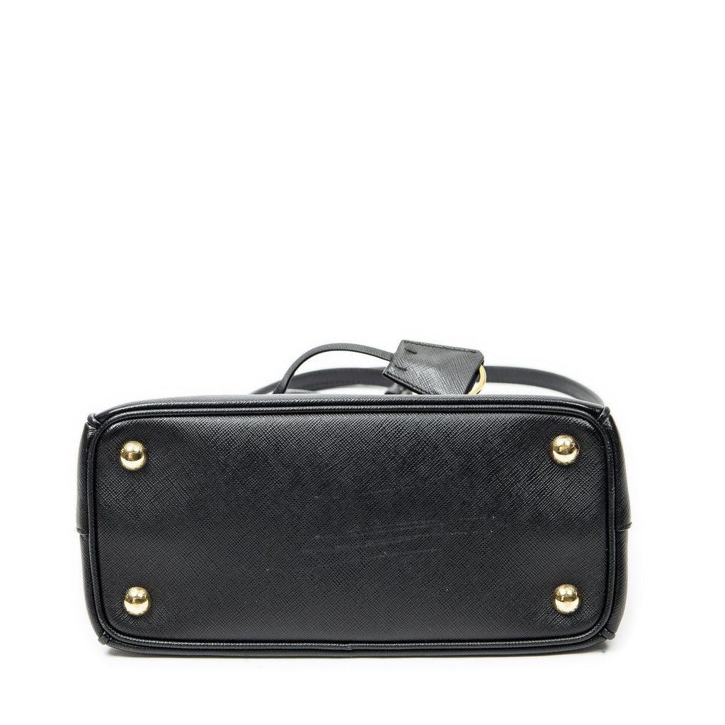 Prada Large Double Zip Galleria Tote Black Saffiano Leather — view 6