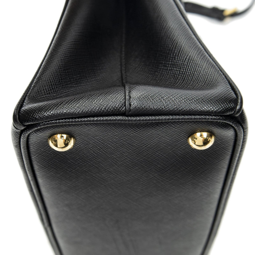 Prada Large Double Zip Galleria Tote Black Saffiano Leather — view 7