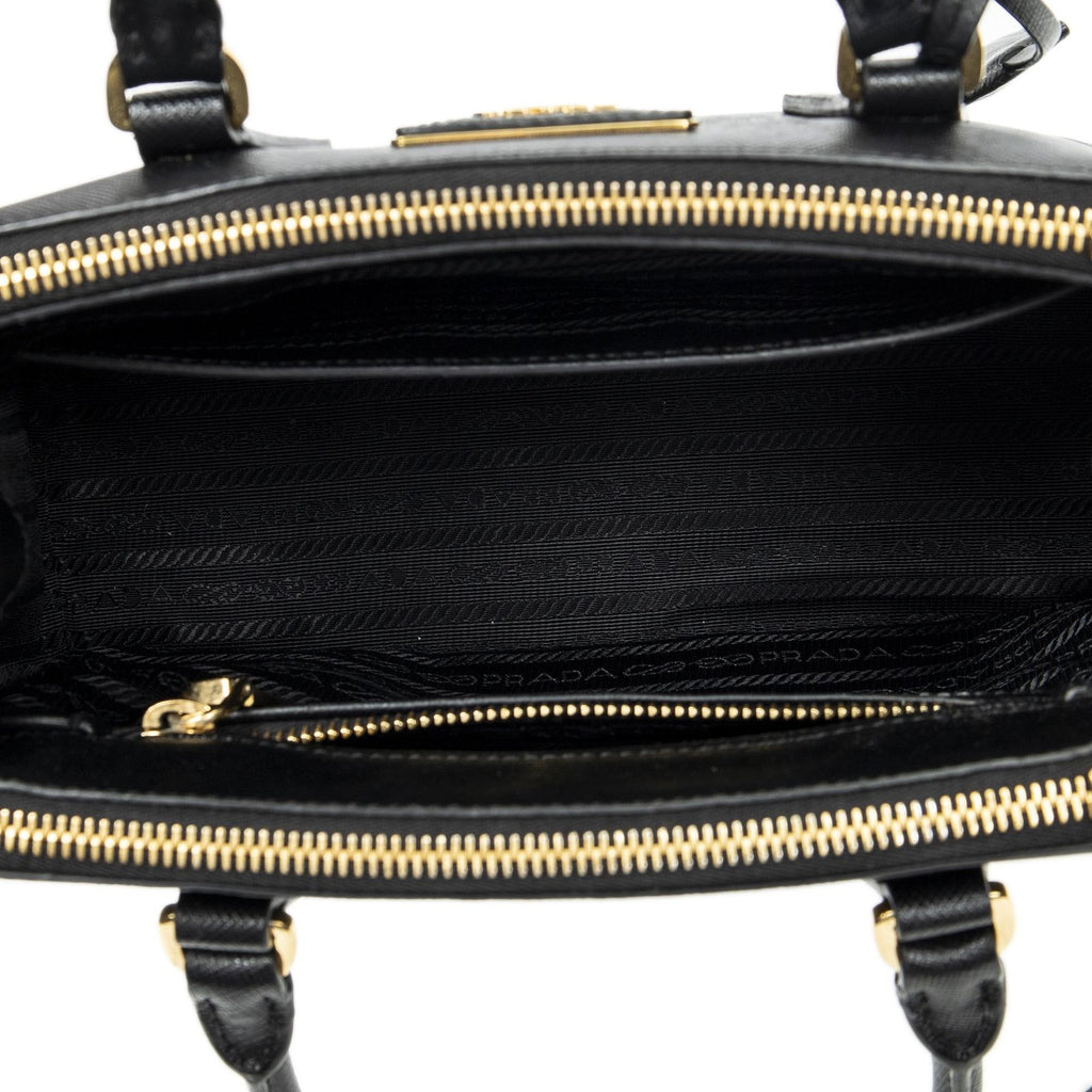 Prada Large Double Zip Galleria Tote Black Saffiano Leather — view 9