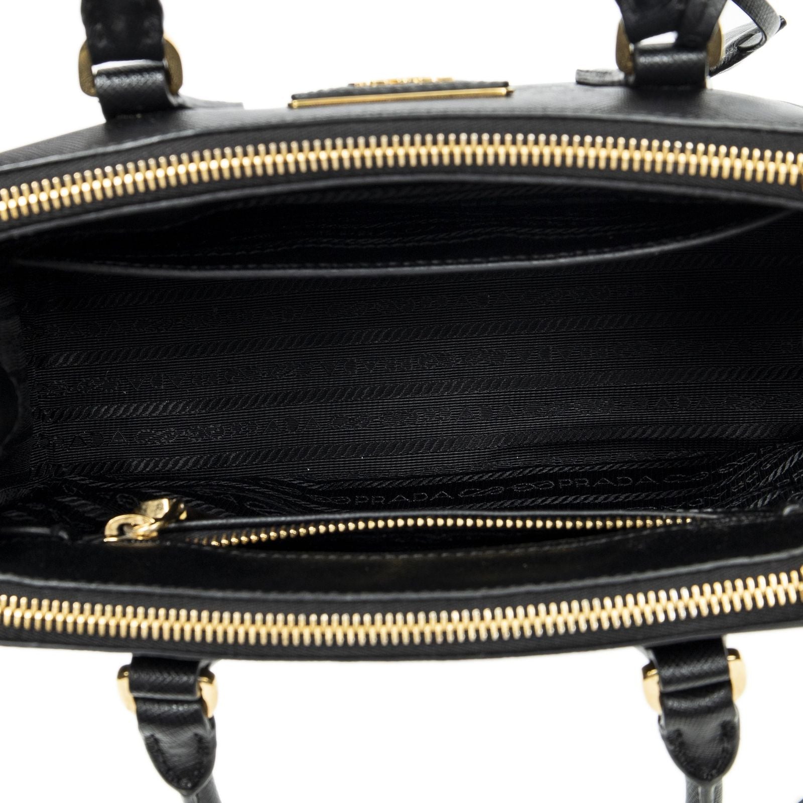 Prada Large Double Zip Galleria Tote Black Saffiano Leather — view 9
