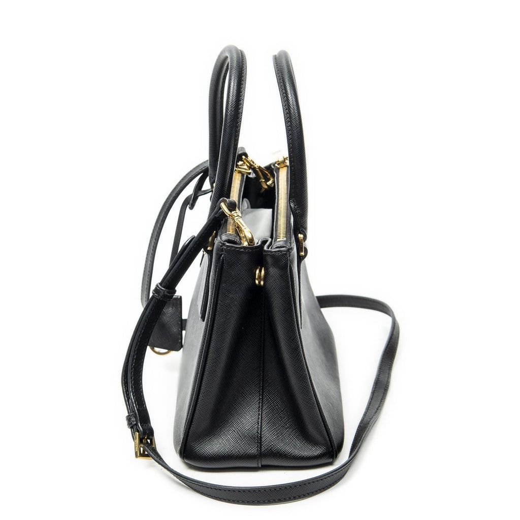 Prada Large Double Zip Galleria Tote Black Saffiano Leather — view 3