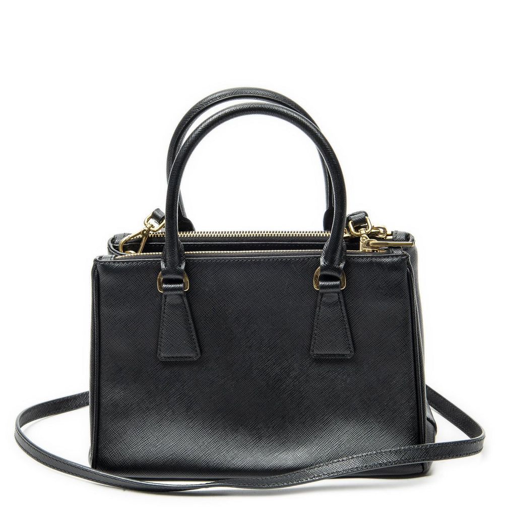 Prada Large Double Zip Galleria Tote Black Saffiano Leather — view 5