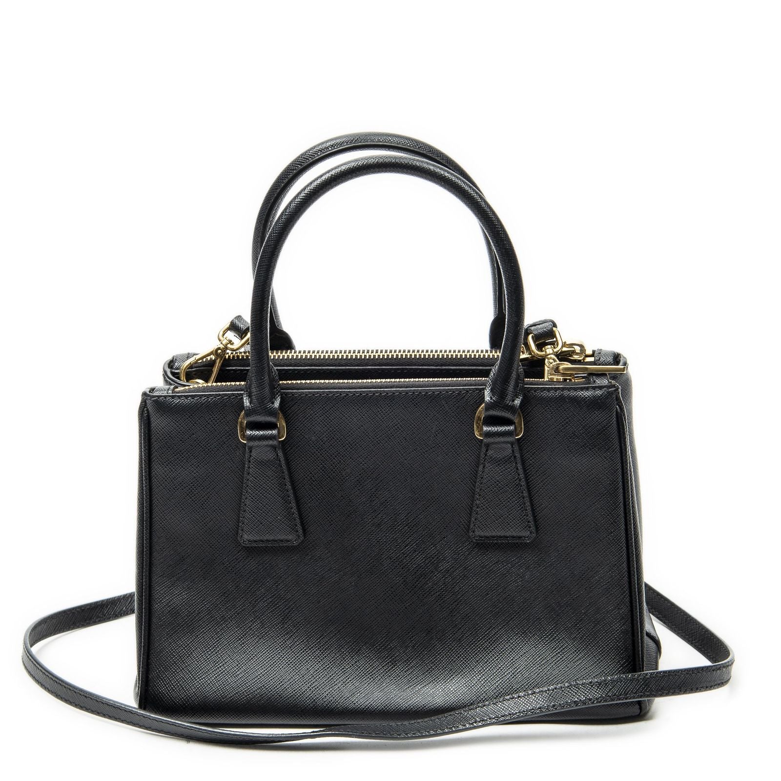 Prada Large Double Zip Galleria Tote Black Saffiano Leather — view 5