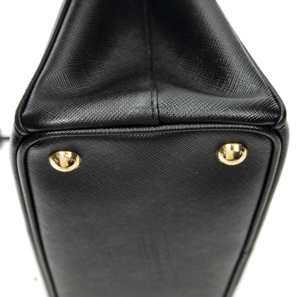 Prada Large Double Zip Galleria Tote Black Saffiano Leather — view 8