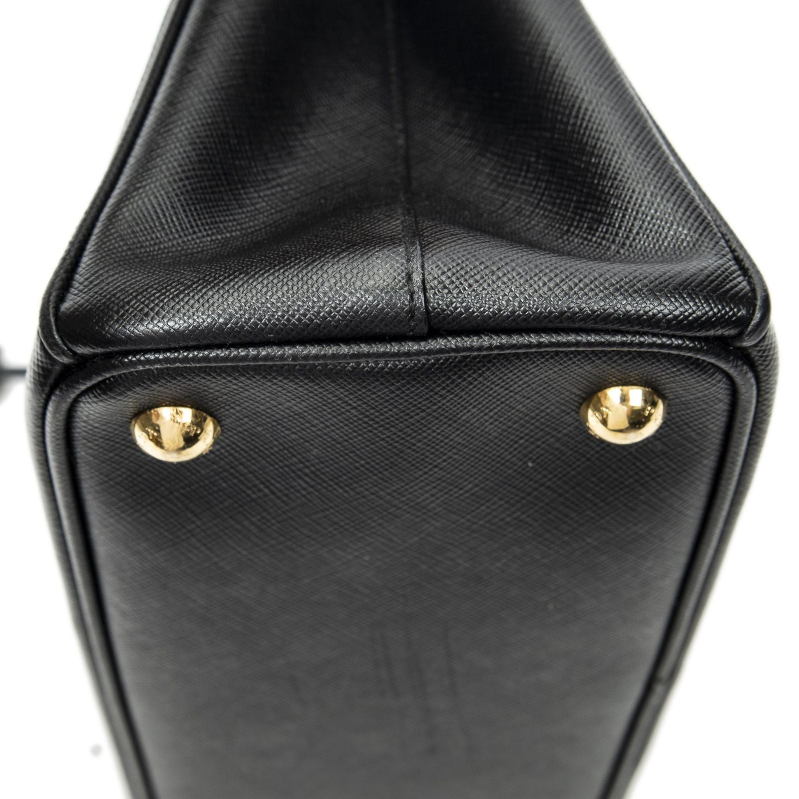 Prada Large Double Zip Galleria Tote Black Saffiano Leather — view 8