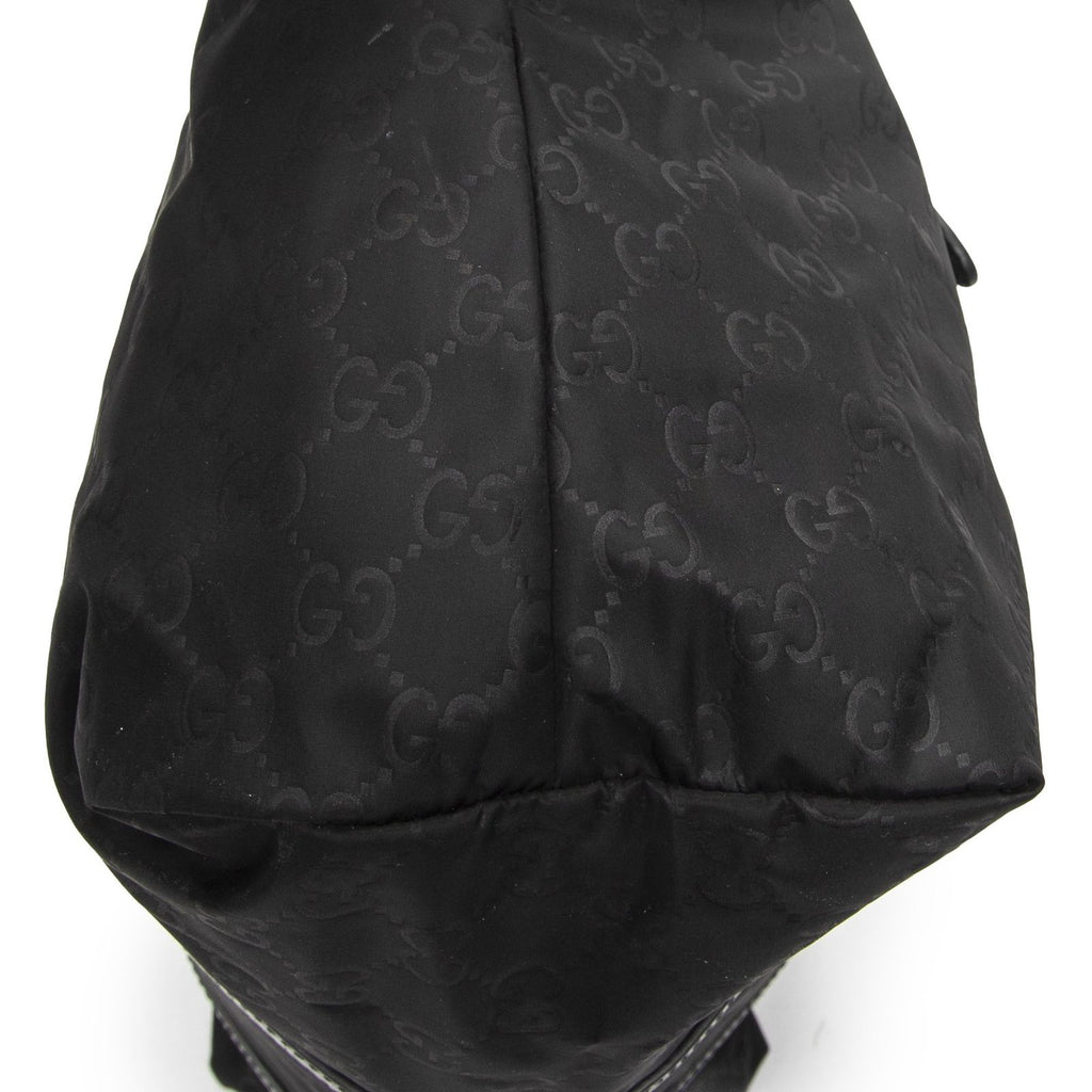 Gucci Zip Shopping Tote Black Guccissima Nylon — view 7