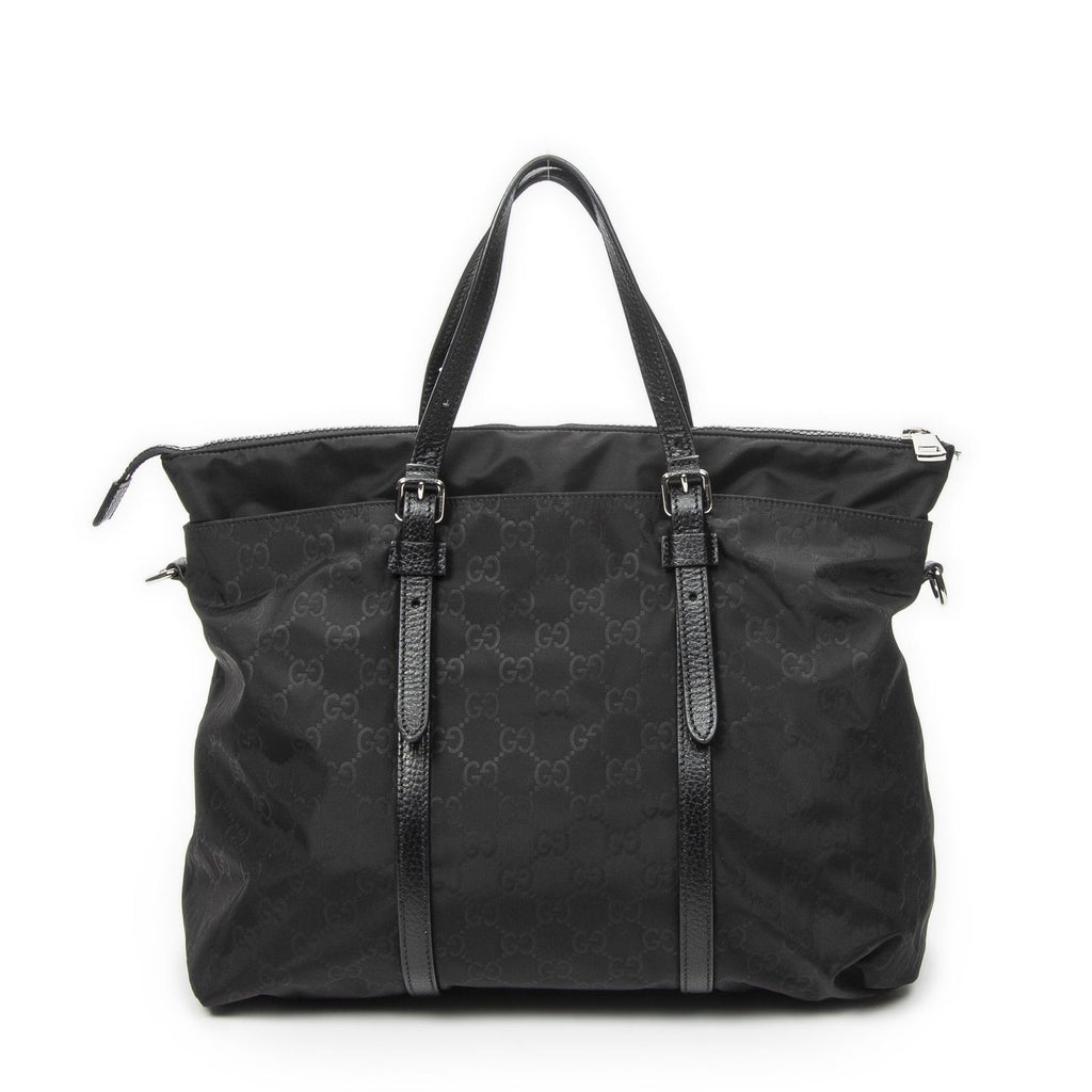 Gucci Zip Shopping Tote Black Guccissima Nylon — view 5