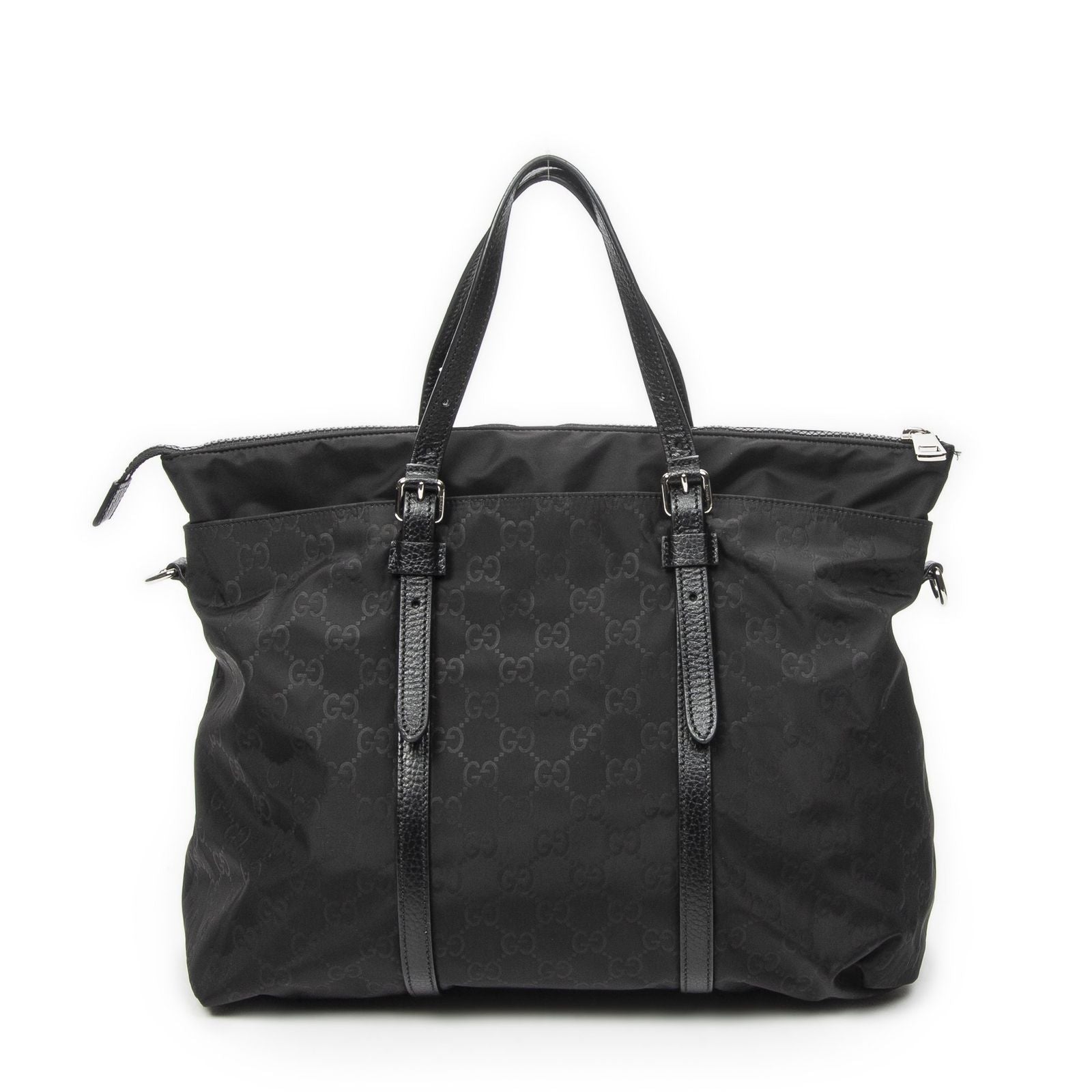 Gucci Zip Shopping Tote Black Guccissima Nylon — view 5