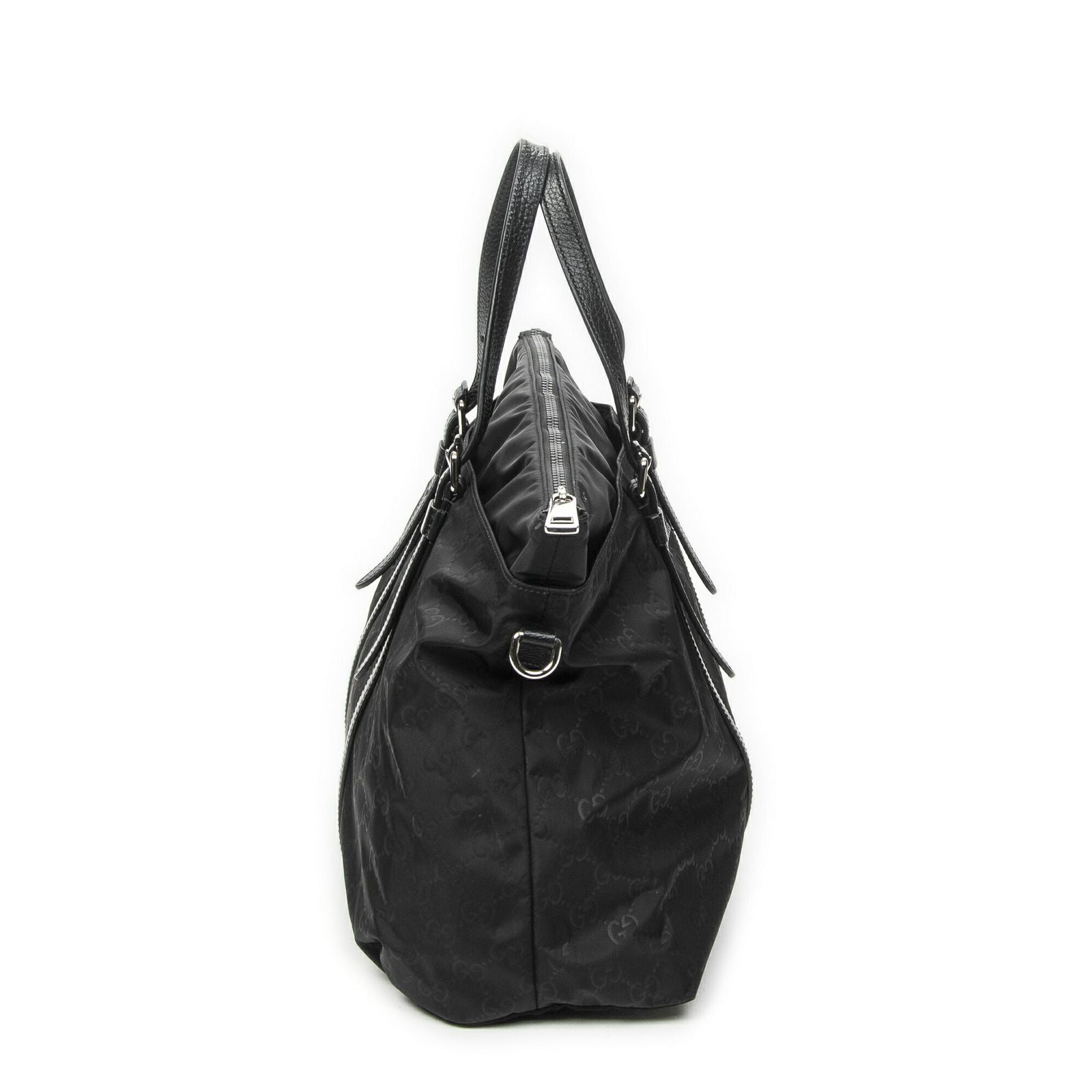 Gucci Zip Shopping Tote Black Guccissima Nylon — view 4