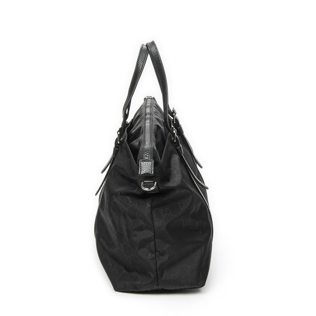Gucci Zip Shopping Tote Black Guccissima Nylon — view 3