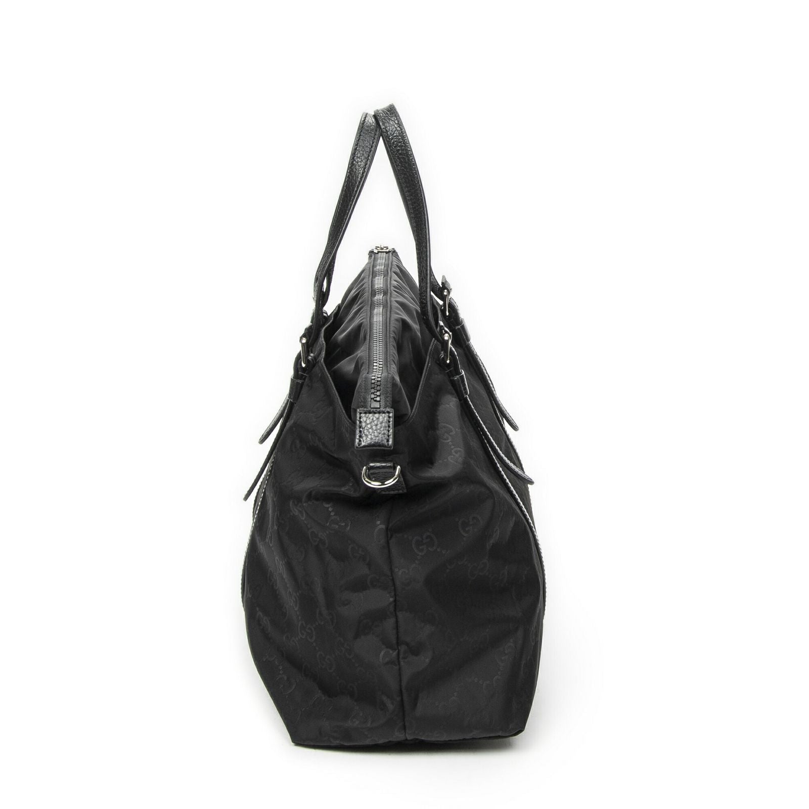 Gucci Zip Shopping Tote Black Guccissima Nylon — view 3