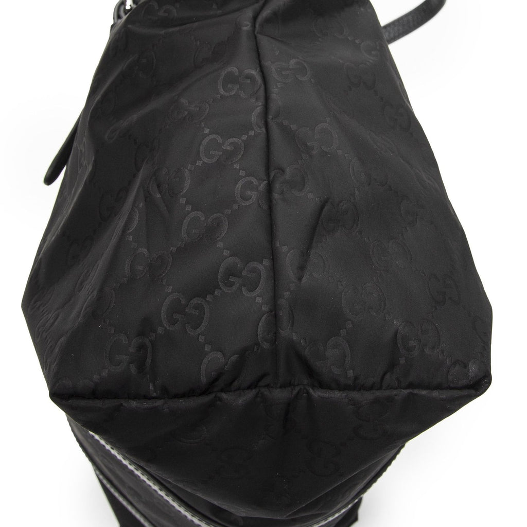 Gucci Zip Shopping Tote Black Guccissima Nylon — view 8