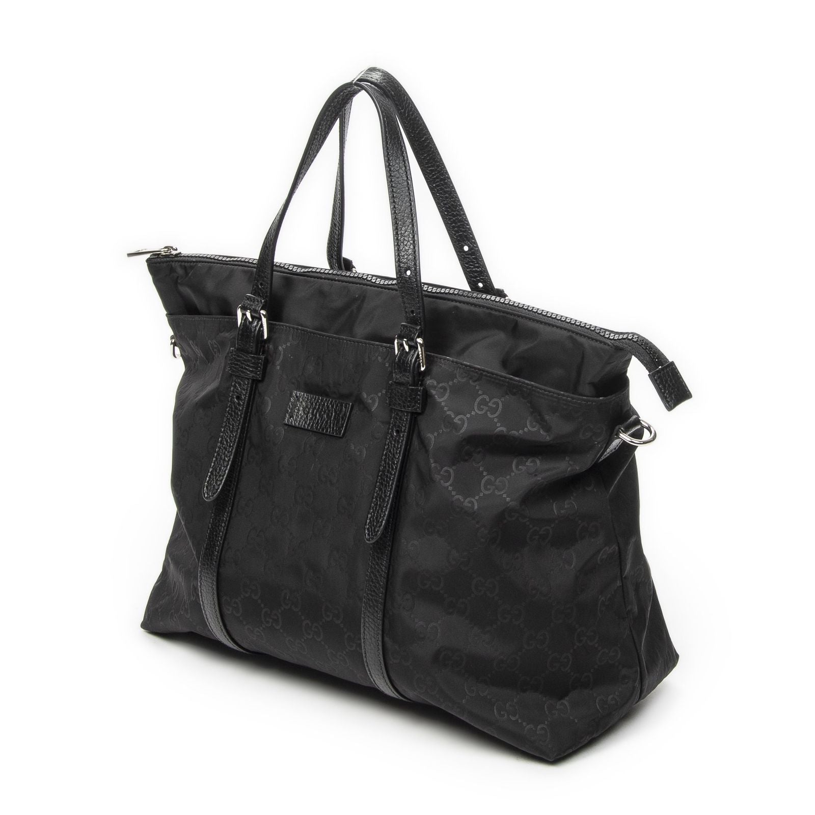 Gucci Zip Shopping Tote Black Guccissima Nylon — view 2